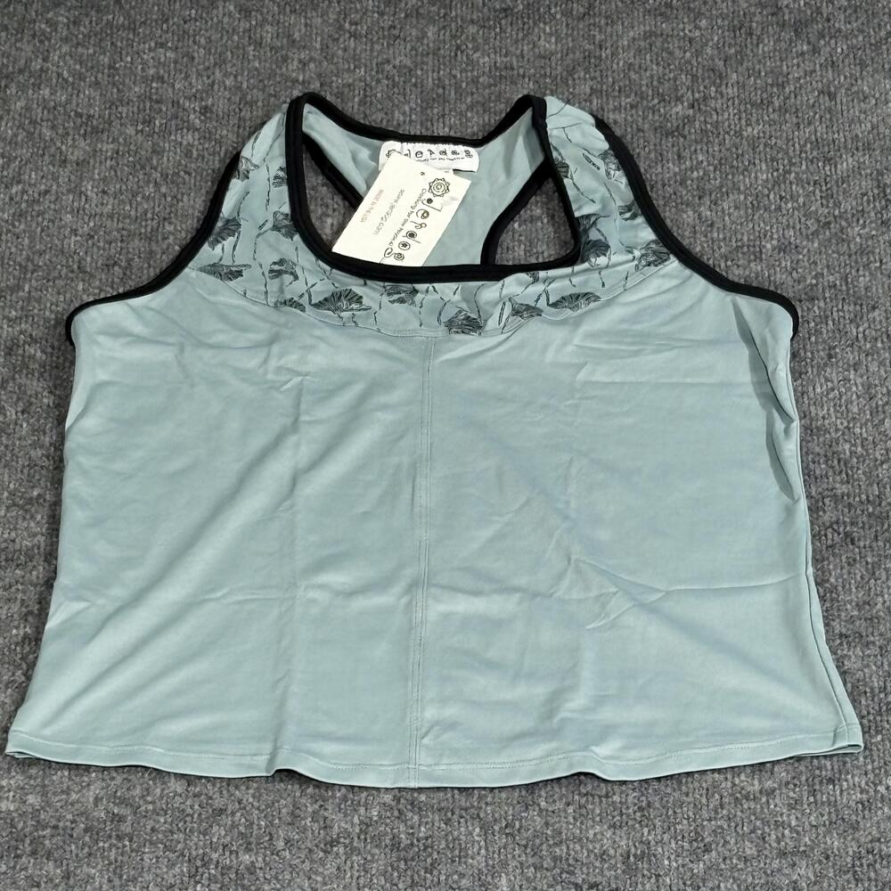 Jerdog Tennis Tank Top Womens Medium Blue Green Athletic Scoop Neck Made USA
